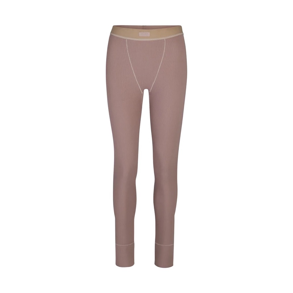 Cotton ribbed leggings in color umber size xs